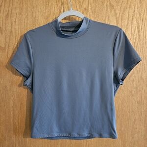 Abercrombie & Fitch Crop Mock Neck Tee Large